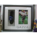 Paul Gascoigne Black Pen Signed Autograph - Unverified, on a Adidas soft ground left boot,