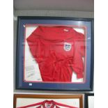 Geoff Hurst Black Pen Signed Autograph, on a red England long sleeve shirt 'The Old Fashioned'