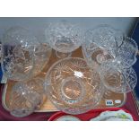 Royal Brierley Cut Glass Bowl, pedestal glass bowl, cut glass basket etc:- One Tray