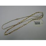 A Modern 9ct Gold Three Colour Necklace, of plaited design, a 9ct gold snake chain. (2)