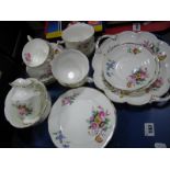Crescent & Sons China Tea Service, decorated with flowers, twenty pieces:- One Tray