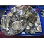 An Electroplated Oval Gallery Tray, table cruet, pair of vases, champagnes, posy, brooches, ladies