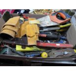 Tools: monkey wrench, tool belt, saws, plane, clamps etc:- One Box