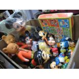 A Collection of Various Mickey Mouse Hard and Soft Plastic Models, Rupert Bear models, Sooty hand