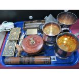 Rabone Tape Measure, tankards, watches, match box covers etc:- One Tray, angle poise lamp.