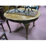 A 1920's Mahogany Draw Leaf Dining Table, on cabriole legs, pad feet, 172cms wide x 75cms high.