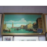 A Coppott , Venetian study, oil on canvas, signed lower left, 59 x 120cm