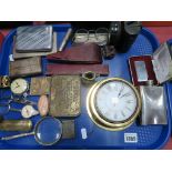 Collectables: GPO lamp, cased spectacles, Smiths pocketwatch, Astronaut 888 cased gas lighter, cut