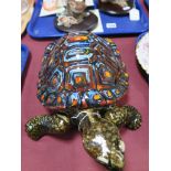An Anita Harris Pottery Life Size Model of Tortoise, gold signed to underside, 32cm long.