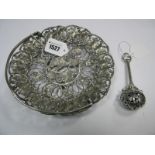 A Highly Decorative Openwork Swing Handled Dish, of textured design as fruiting vines 19cm diameter;