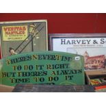 Harvey & Son Tinplate Wall Sign, double sided handpainted arched wooden sign, 'In Case of