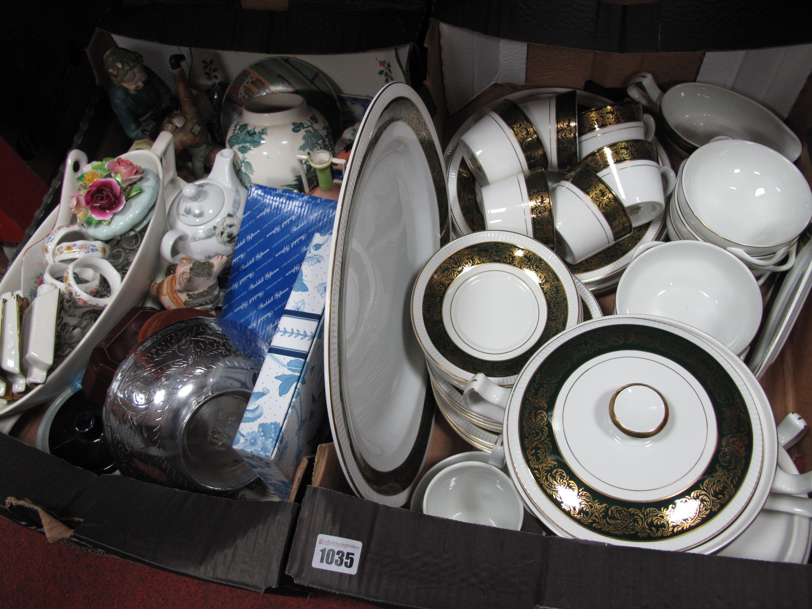 China Style 'Lytton' Dinner Ware, of approximately forty pieces, ginger jar, Portmeirion spoons,