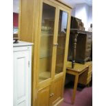 Morris Furniture Company Light Oak Display Cabinet, with upper glazed doors, 90cm wide.