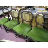 A Set of Four XIX Century Mahogany Balloon Back Chairs, with upholstered seats, on turned