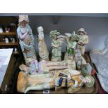 Eight Various Bisque Pottery Figures, circa 1900:- One Tray