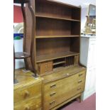 A 1960's Teak Wood Cabinet, with adjustable shelves, over a tambour front, fitted interior with