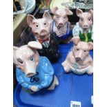 A Set of Five Wade Nat West Pigs:- One Tray
