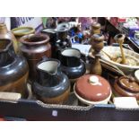 Saltglazed Stoneware Jugs, storage jar, German bottle, jelly mounds, sieve, bachelors tea pot,