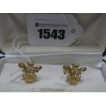 A Pair of 9ct Gold Gent's "Prince of Wales" Feathers/Crest Cufflinks, boxed.