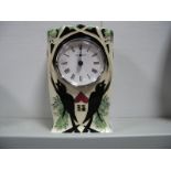 A Moorcroft Pottery Clock, painted in the 'Talwin' pattern, designed by Nicola Slaney, impressed and