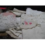 Linen Tablecloths, doilies etc:- One Box