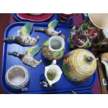 Pottery Three Graduated Flying Birds, Poole bowl, Royal Winton honey bowl cover, Wade vase, etc:-