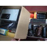 A Voightlander Vitoret D, a Kodak model B vest, pocket camera, Kodak Instamatic 300, all boxed,