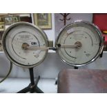 Two Torsion Balance Scales, by White Elec Inst Co. Ltd, capacity ten grams, each on tripod base.