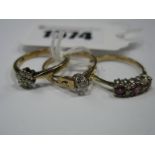 A 9ct Gold Single Stone Diamond Ring, claw set, between heart shape openwork shoulders, a 9ct gold