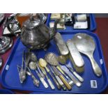 A Matched Three Piece Goldsmiths & Silversmiths Co Hallmarked Silver Backed Dressing Table Set, (