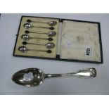A Set of Six Hallmarked Silver Coffee Spoons, each with coffee bean knop; a hallmarked silver