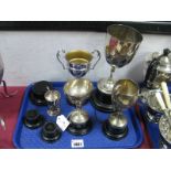 **WITHDRAWN** A Hallmarked Silver Pedestal Trophy Cup "Barlow Hunt Pony Club", plated trophy cups: