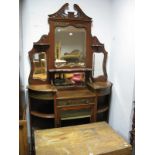 Early XX Century Mahogany Mirror Back Sideboard, with a swan neck pediment, with a central mirror