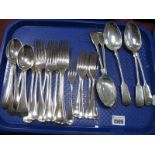 A Set of Three Hallmarked Silver Fiddle Pattern Table Spoons, WF AF, Sheffield 1897, a pair of