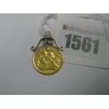 A 1900 Victorian Half Sovereign Pendant, (worn).