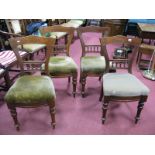 A Late XIX Century Mahogany Set of Four Chairs, central rail with turned sspports, drop in seats, on