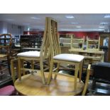 A Set of Four Light Oak Dining Chairs, in the Macintosh manner.