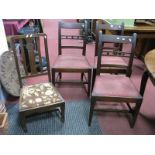 Three XIX Century Mahogany Dining Chairs, with a rectangular top rail, on tapering legs, together