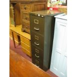 Art Metal of London, slender four drawer filing cabinet, circa 1930'S, 37.5cm wide.