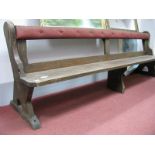 A Victorian Pine Pew , with shaped ends 254cm long.