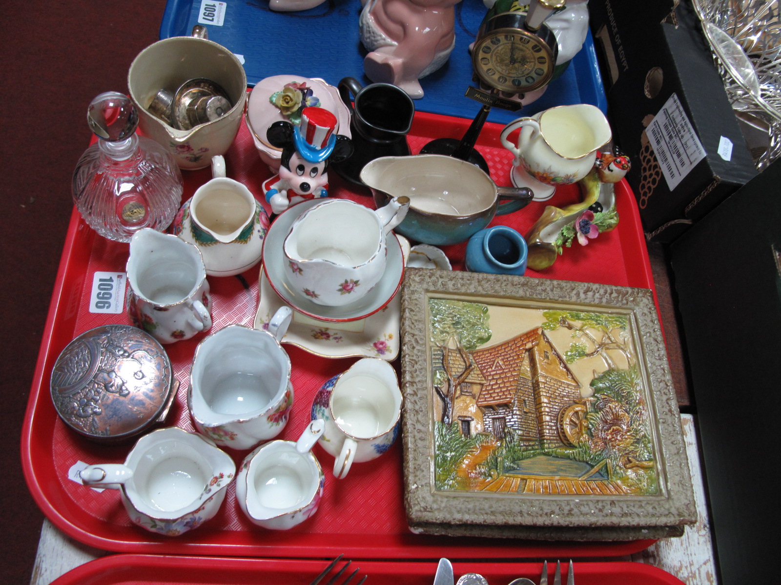Pair of Plaster Plaques, jugs, etc:- One Tray