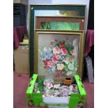 Lilliput Lane Cottage, pair of green glass candlestick, posies, Capodimonte posy, other posies,