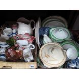 Solian Ware 'Queens Green' Dinner Wares, tureens, meat plates noted - large Maling Jug, blue and