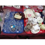 Ruby Glass Dish, pint cider mug, Doulton small jug, moustache cup and saucer, other ceramics and