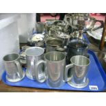 Assorted Plated Trophy Cups, mugs, etc:- One Tray