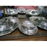 A Matched Pair of Large Entree Dishes, of Aesthetic style, a Joseph Rodgers oval lidded entree dish.