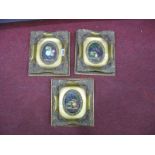 Three Circa Late XX Century Oval Oils on Board, featuring fruit and floral scenes, in gilt frames