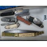 Large Goucho Knife with Toledo Blade, Stag, Richards, Thackray Leeds and other Penknives. (9)