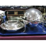 A Walker & Hall Plated Roll Top Breakfast Server, initialled "P", an oval lidded plated entree dish.
