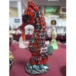 An Anita Harris Pottery Figure of a Seahorse, gold signed to underside, 30cm high.